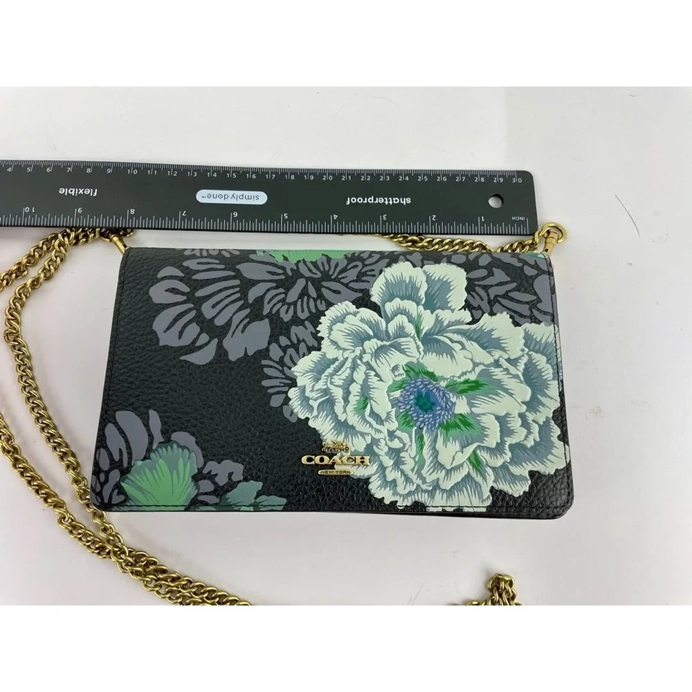 Coach New York x Kaffe Fassett Callie‎ Leather Foldover Clutch Chain Strap EUC